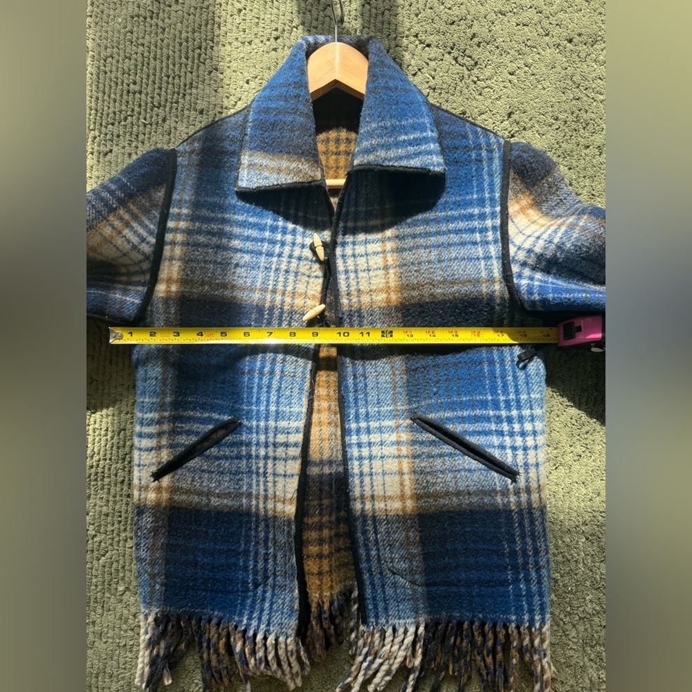 Fringe Plaid Wool Jacket, Reversible With Puff Sl… - image 5